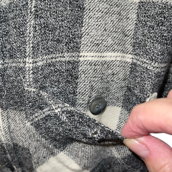 Original Weatherproof Vintage Shacket M Gray White Plaid Button Up Sherpa Lined - Picture 5 of 13
